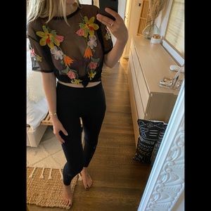Zara Mesh Embroidered Tee